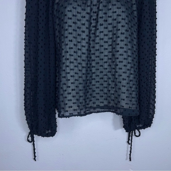 XS WILDFOX BLACK DOT PEASANT BLOUSE OFF SHOULDER RETRO GOTH LONG SLEEVE - Picture 5 of 11